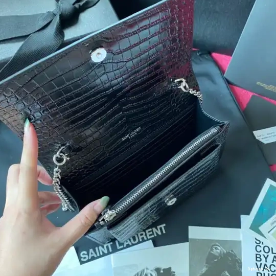 IN YSL CROCODILE-EMBOSSED SHINY SUNSET LEATHER 0523